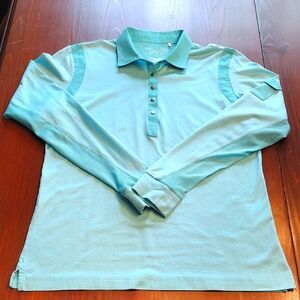 San Soleil Long Sleeve Golf Polo Shirt, Size Small, Mint Green